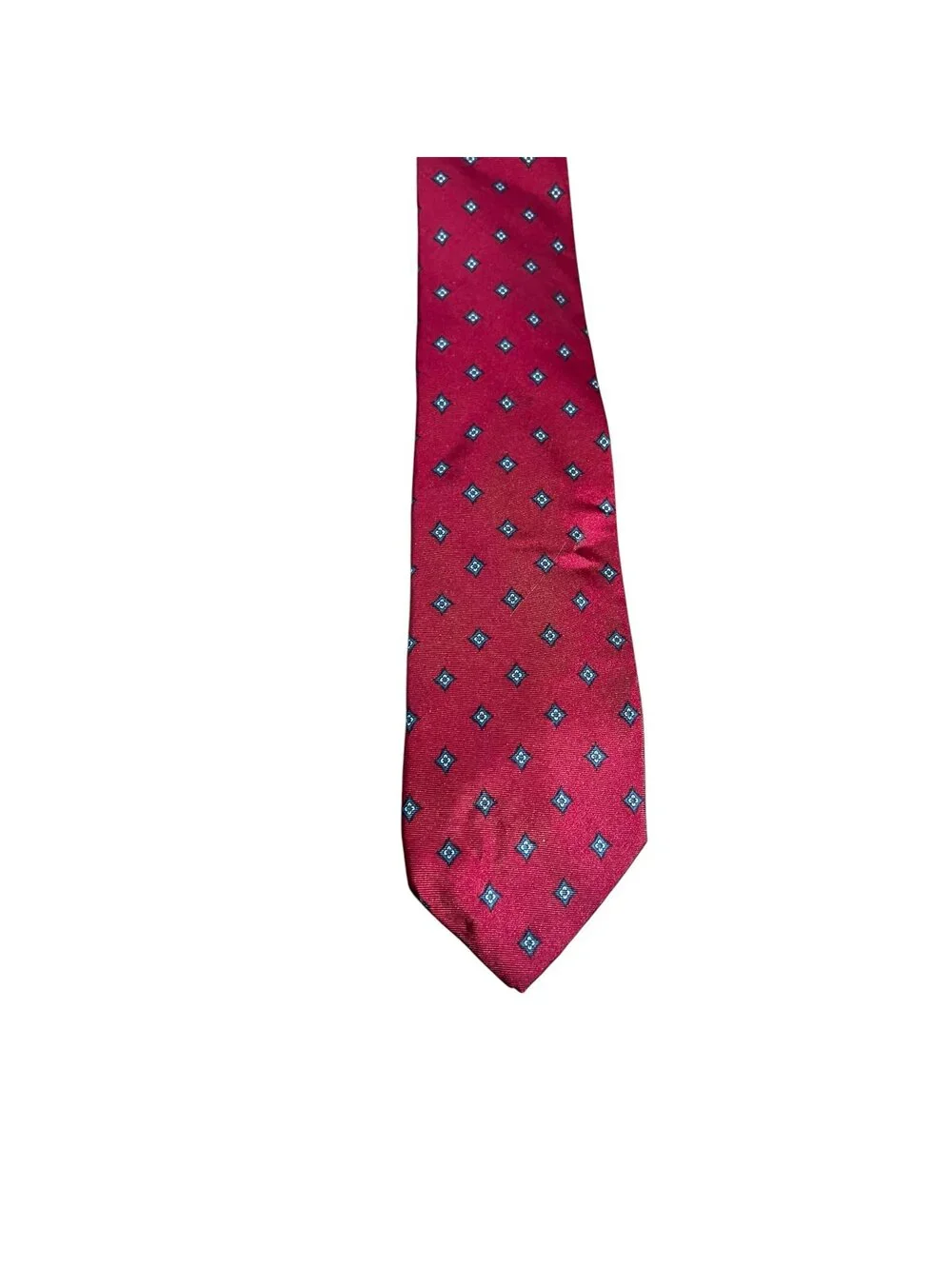 Vintage Christian Dior Red Designer Medallion Silk Neck Tie